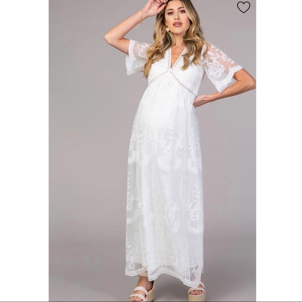 Pinkblush white lace maxi maternity dress